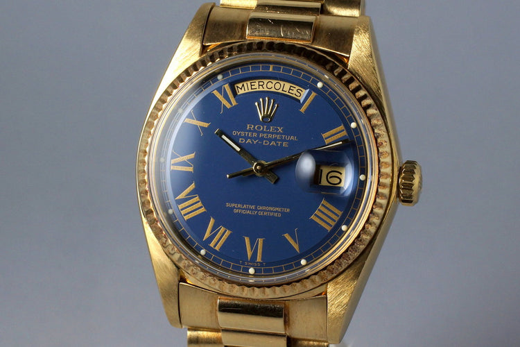 1975 Rolex YG Day-Date 1803 Matte Blue Buckley Dial