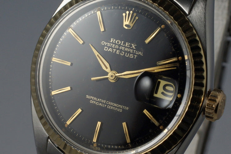 1964 Rolex Two Tone DateJust 1601 Glossy Gilt Black Dial