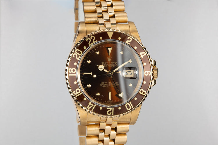 1984 Rolex 18K YG GMT-Master 16758 with Root Beer Nipple Dial