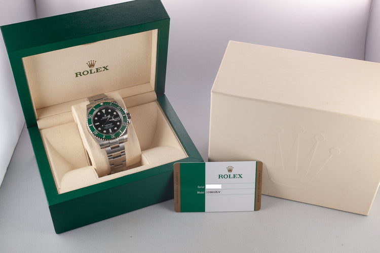 2018 Rolex Green Submariner 116610LV "Hulk" with Box and Papers