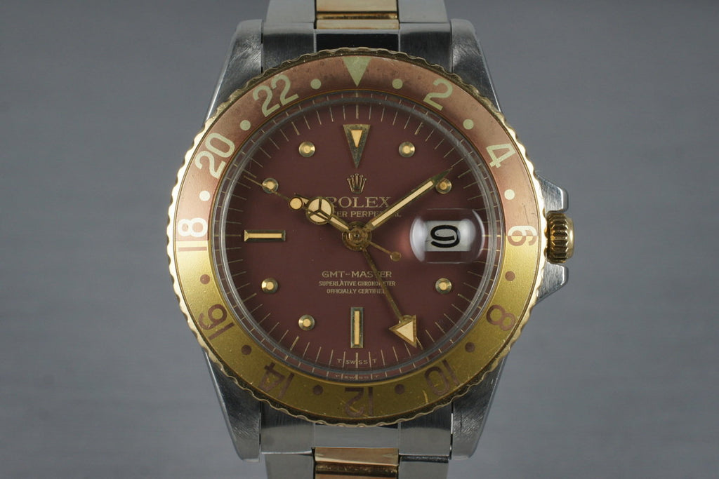 1967 Rolex Two Tone GMT 1675 Root Beer Dial with Service Papers