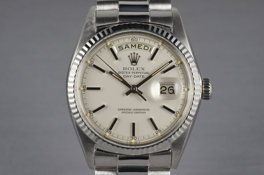 1968 Rolex WG Day-Date 1803 Matte Silver Dial