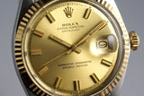 1972 Rolex Two Tone Datejust 1601 Champagne 'Wide Boy' Sigma Dial