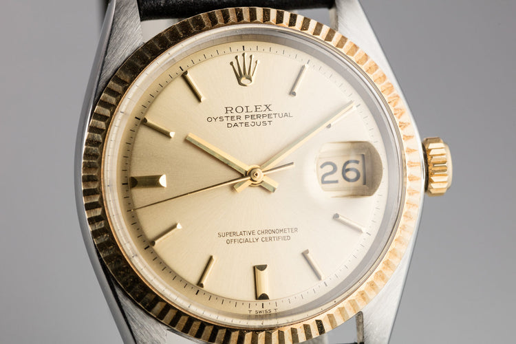1969 Rolex Two-Tone DateJust 1601 with No Lume Champagne Dial