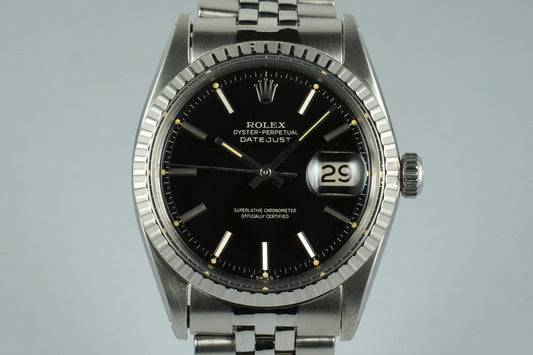 1966 Rolex DateJust 1603 with Glossy Black Gilt Dial