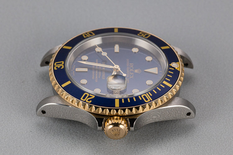 2000 Rolex Two-tone Submariner 16613 Blue Dial with Box and Papers