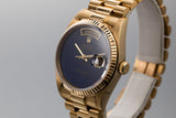 1984 Rolex 18K YG Day-Date 18038 with Blue Lapis Dial
