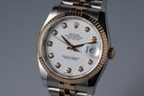 2015 Rolex Two Tone Rose Gold DateJust 116231 Factory White Diamond Dial with Box and Papers
