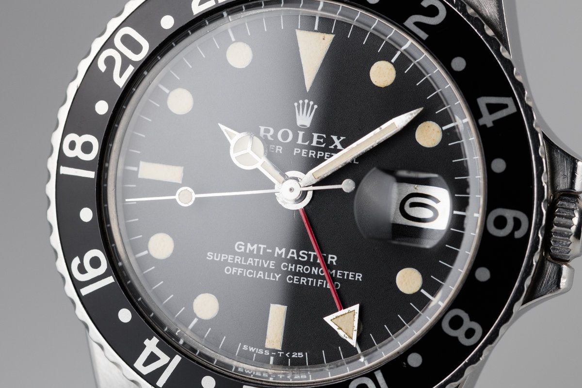 1972 Rolex GMT-Master 1675 with Fat Font Black Bezel Insert