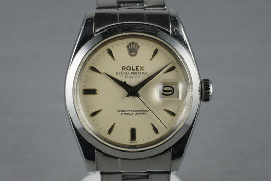 1960 Rolex Date 1500 with White Non-Luminous Dial