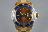 Rolex 18K Yellow Gold Submariner 1680 with Box, Papers, Sales Receipt