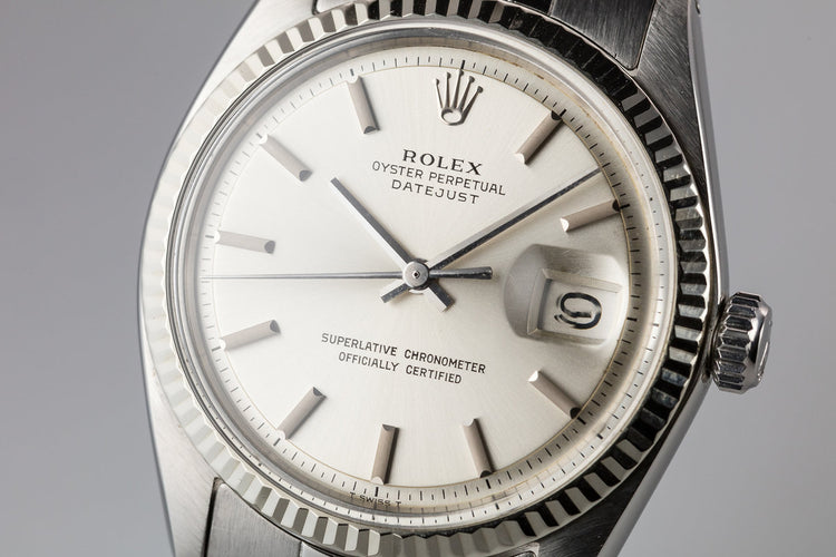 1973 Rolex DateJust 1601 No Lume Silver Dial with Box and Papers