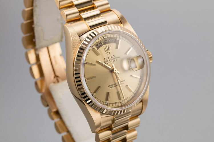 1995 Rolex 18K YG Day-Date 18238 Champagne Dial with Box and Papers