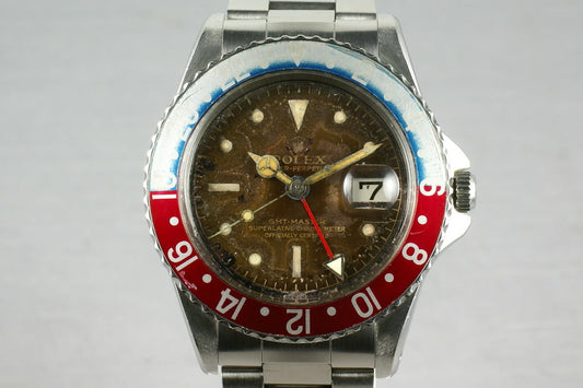 Rolex GMT  1675 Pointy Crown Guard Tropical chapter ring dial