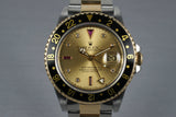1995 Rolex Two Tone GMT II 16713 with Champagne Serti Dial