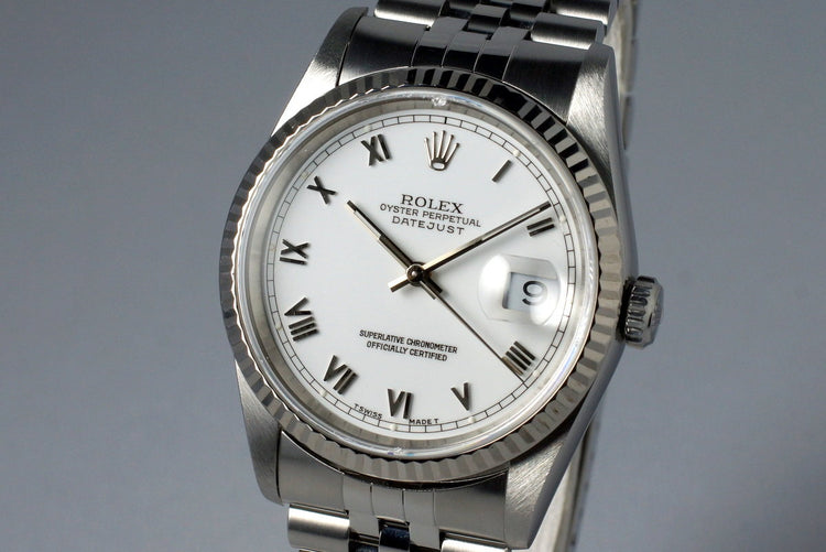 1995 Rolex DateJust 16234 White Roman Dial