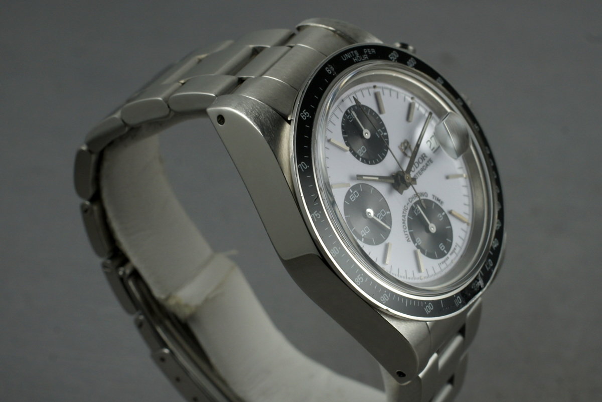 Tudor 79160, White Dial, Black Counters. Photo: HQ Milton. · Photo: HQ Milton · © HQ Milton, used with permission · Source: https://hqmilton.com/products/1993-tudor-chronograph-big-block-79160-with-box-and-service-papers