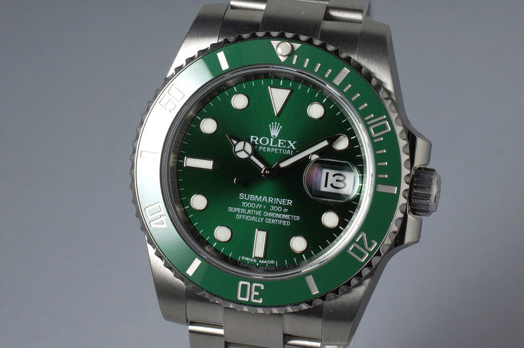 2015 Rolex Green Submariner 116610LV with Box and Papers MINT