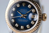 1997 Rolex Ladie Two Tone DayDate 69173 with Factory Blue Vignette Diamond Dial