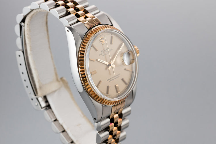 1977 Rolex Two-Tone DateJust 1601 with Matte Champagne Dial and Rosy Case Patina