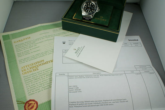 Rolex Red Submariner 1680 with Box, Papers, and RSC Service from 7/20/2011