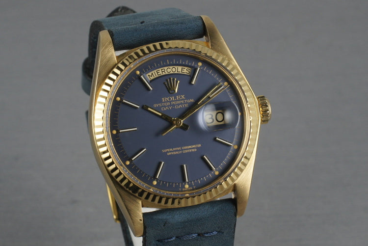 Rolex Vintage 18K YG President: Ref 1803 with Blue Dial