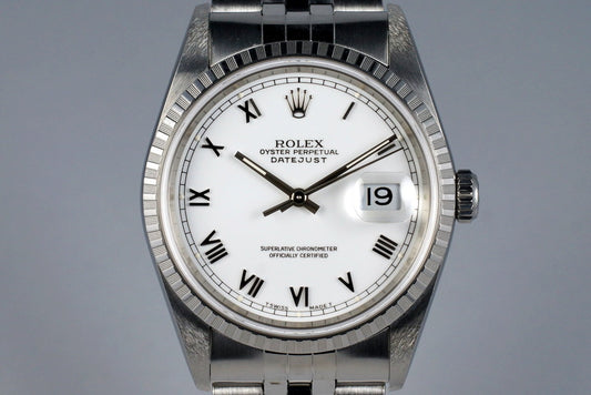 2002 Rolex DateJust 16220 White Roman Dial