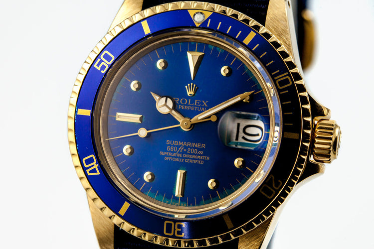 1969 YG Rolex Submariner 1680 Blue Dial