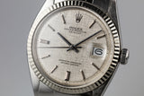 1973 Rolex DateJust 1601 with No Lume Silver Linen Dial