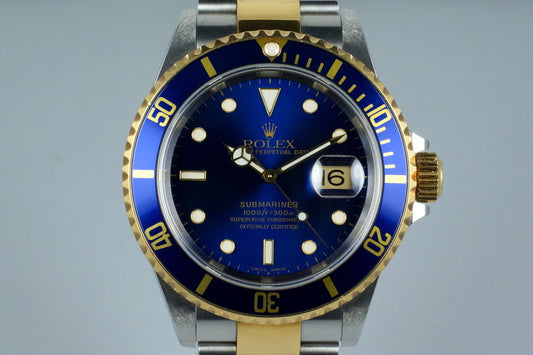 2000 Rolex Two Tone Blue Submariner 16613