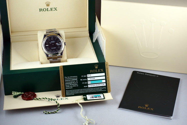 2014 Rolex Datejust II 116334 Gray Roman Dial with Box and Papers MINT