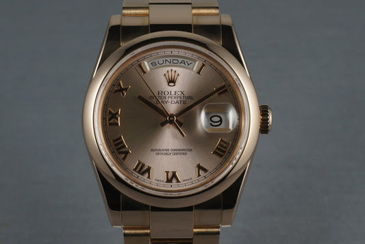 2000 President Rose Gold 118205 smooth bezel Oyster bracelet