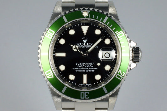 2004 Rolex Green Submariner 16610LV Mark II Dial with Box and Papers