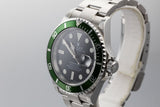 2003 Rolex Green Submariner 16610LV with Flat 4 Bezel and Box and Papers