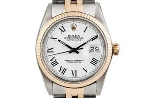 1983 Rolex Two Tone Datejust 16013 with White Painted Roman Numerals