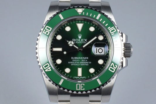 2015 Rolex Green Submariner 116610LV with Box and Papers