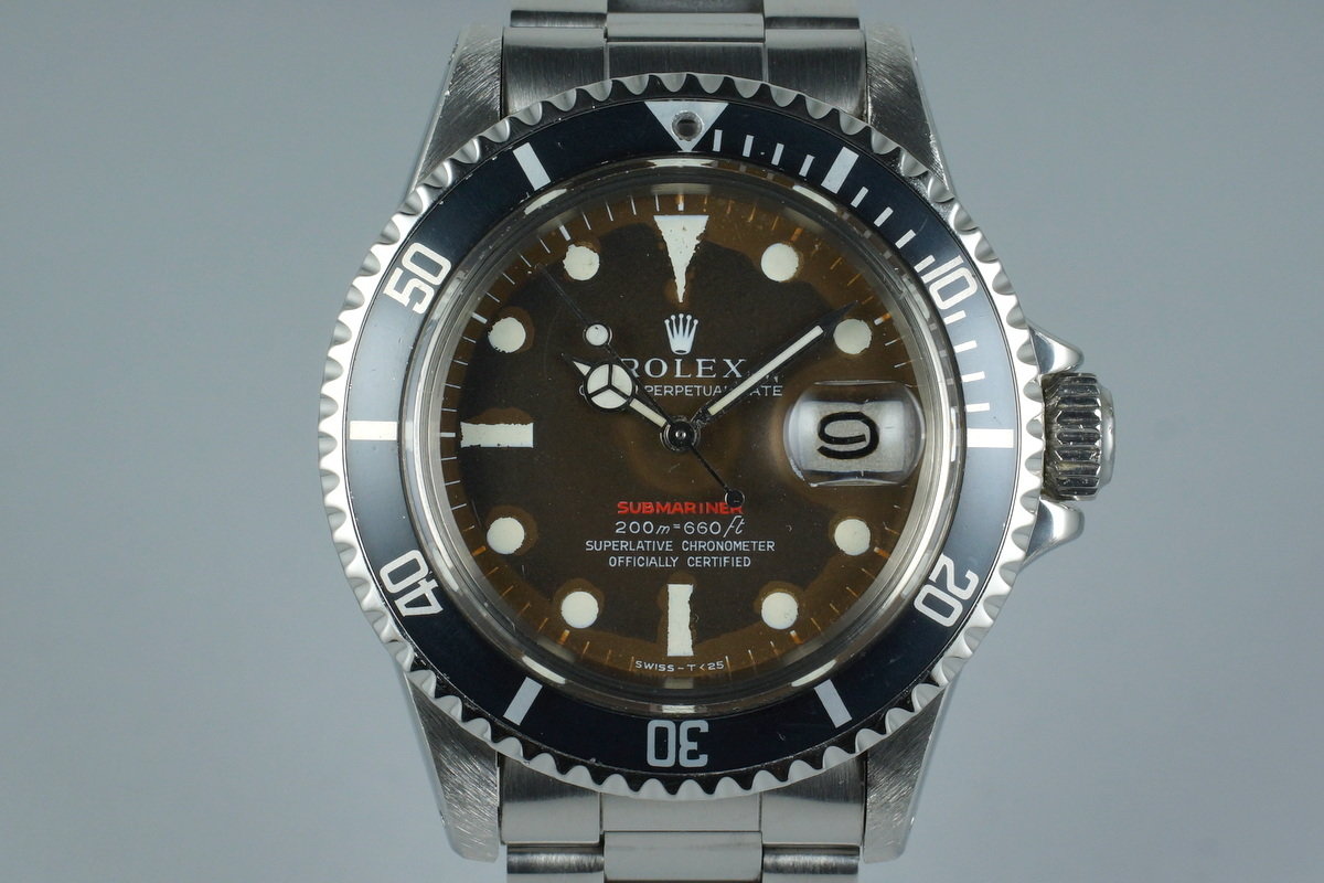 HQ Milton 1969 Rolex Red Submariner 1680 Tropical Mark II Meters