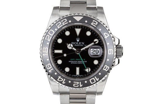 2009 Rolex GMT-Master II 16710LN Black Bezel with Box, Papers, and Service Papers