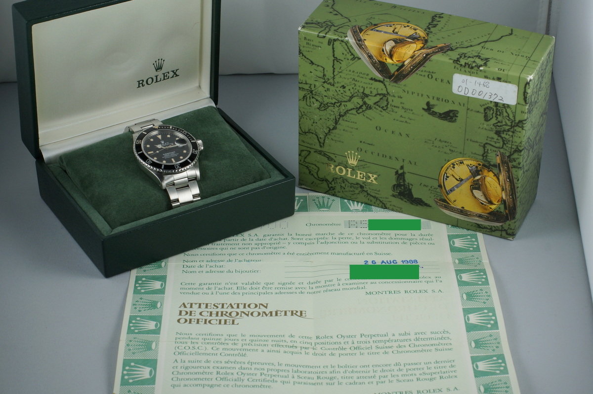 HQ Milton - 1988 Rolex Submariner 168000 with Box and Papers