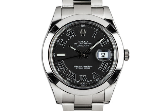 2014 Rolex DateJust 116300 Black Roman Dial with Box and Papers