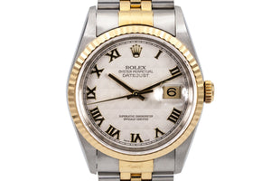 2000 Rolex Two Tone DateJust 16233 White Pyramid Dial