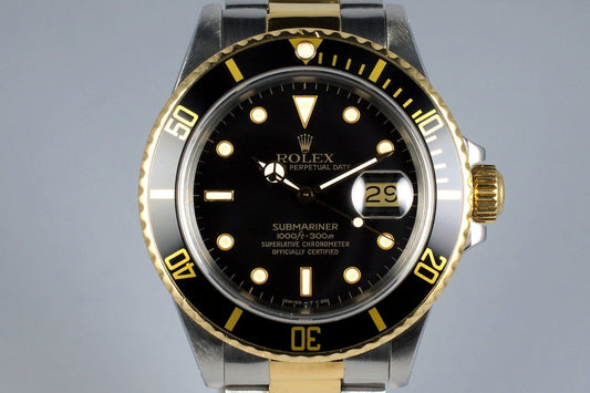 1987 Rolex Two Tone Submariner 16803 Black Dial