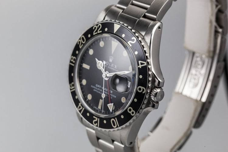 1971 Rolex GMT-Master 1675 with Black Bezel Insert and Box and Papers F-105 Fighter-Bomber Watch