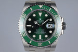 2016 Rolex Green Submariner 116610LV with Box and Papers MINT