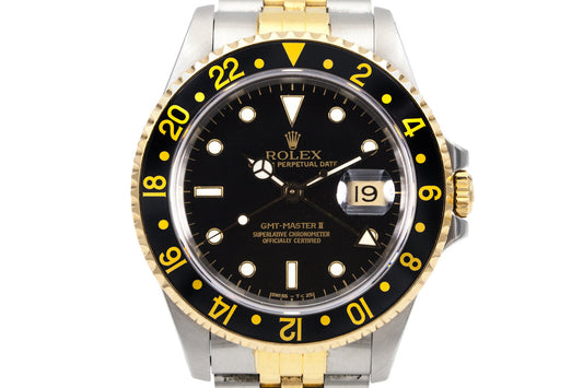 1990 Rolex Two Tone GMT II 16713 Black Dial
