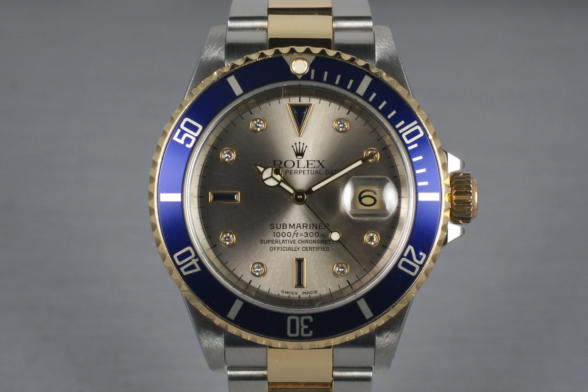 HQ Milton 2002 Rolex Two Tone Submariner 16613 Serti Dial