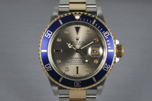 2002 Rolex Two Tone Submariner 16613 Serti Dial