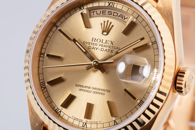 1995 Rolex 18K YG Day-Date 18238 Gold Dial