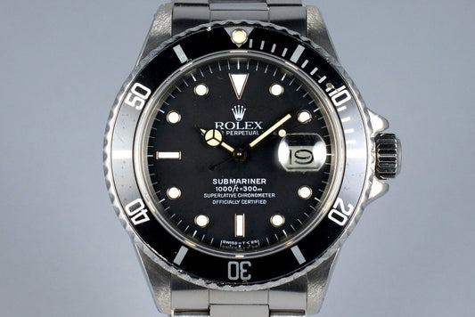 1986 Rolex Submariner 16800 with Box and RSC Papers