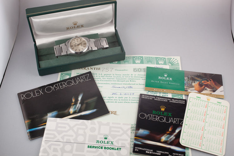 1979 Rolex OysterQuartz DateJust 17000 Silver Dial with Box and Papers